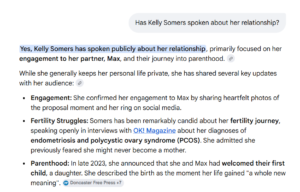 Has Kelly Somers spoken about her relationship